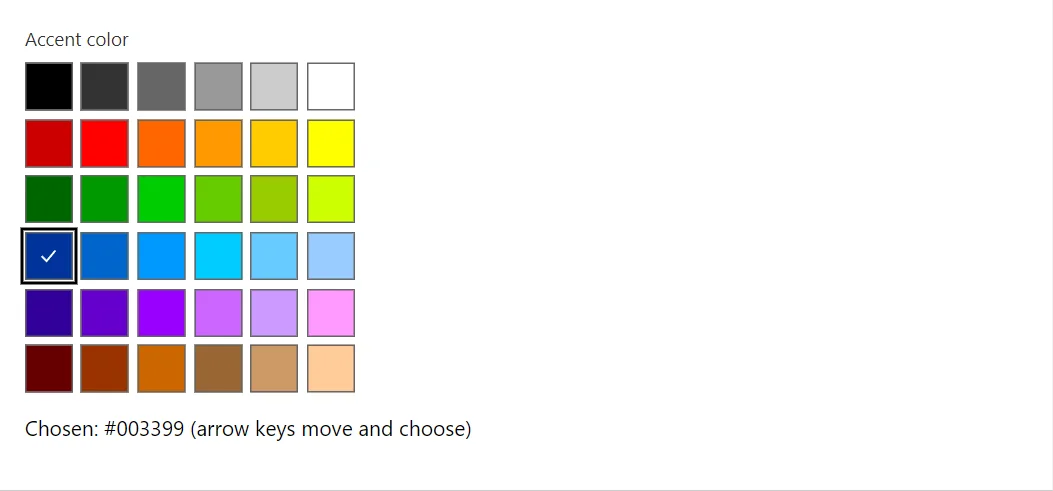 ColorPalette control in a RayCraft page