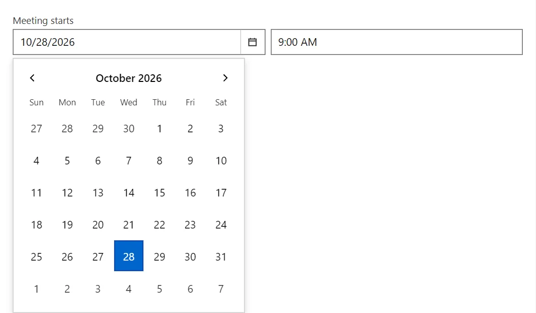 DateTimePicker control in a RayCraft page