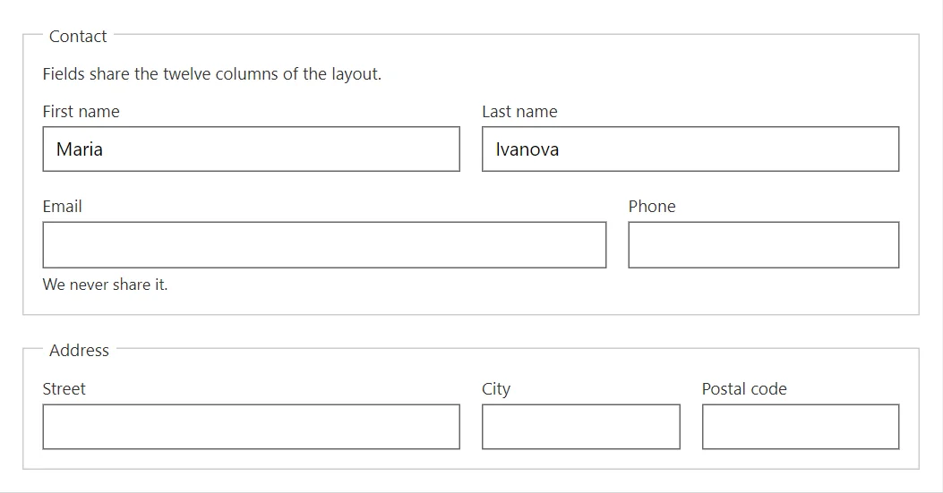 FormLayout control in a RayCraft page