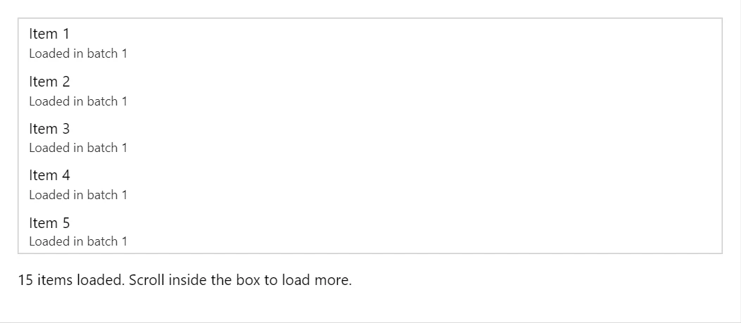 InfiniteScroll control in a RayCraft page