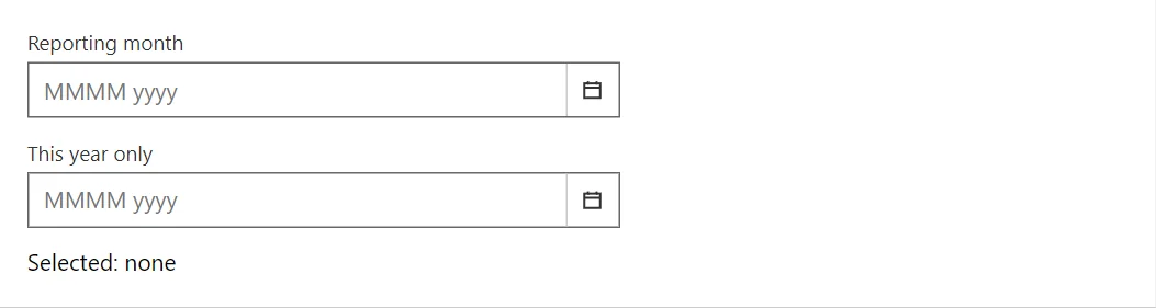 MonthPicker control in a RayCraft page