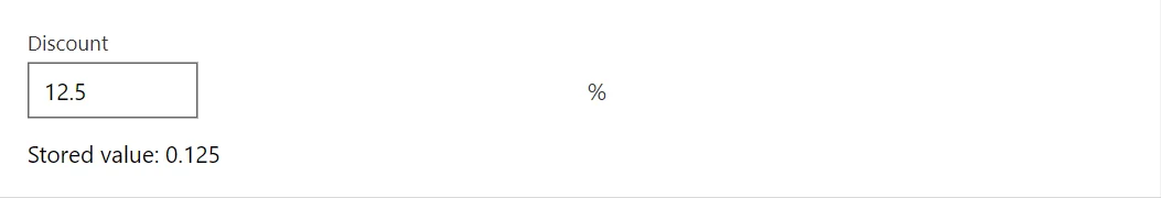 PercentField control in a RayCraft page