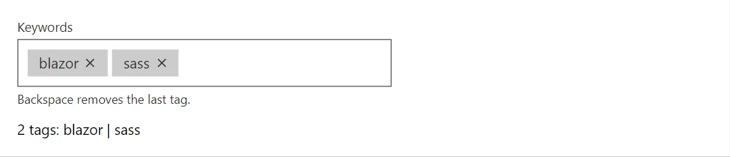TagInput control in a RayCraft page