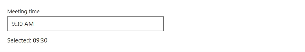 TimePicker control in a RayCraft page