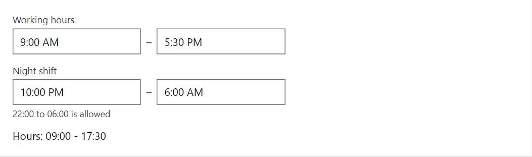 TimeRangePicker control in a RayCraft page