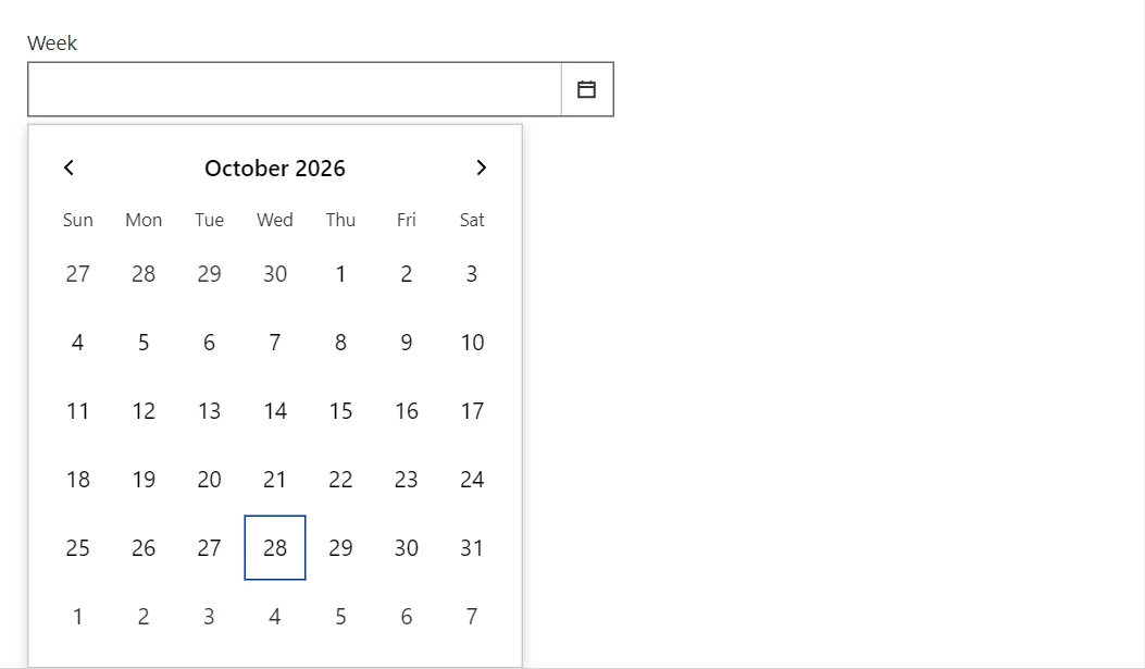 WeekPicker control in a RayCraft page