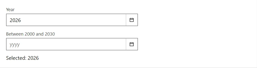 YearPicker control in a RayCraft page